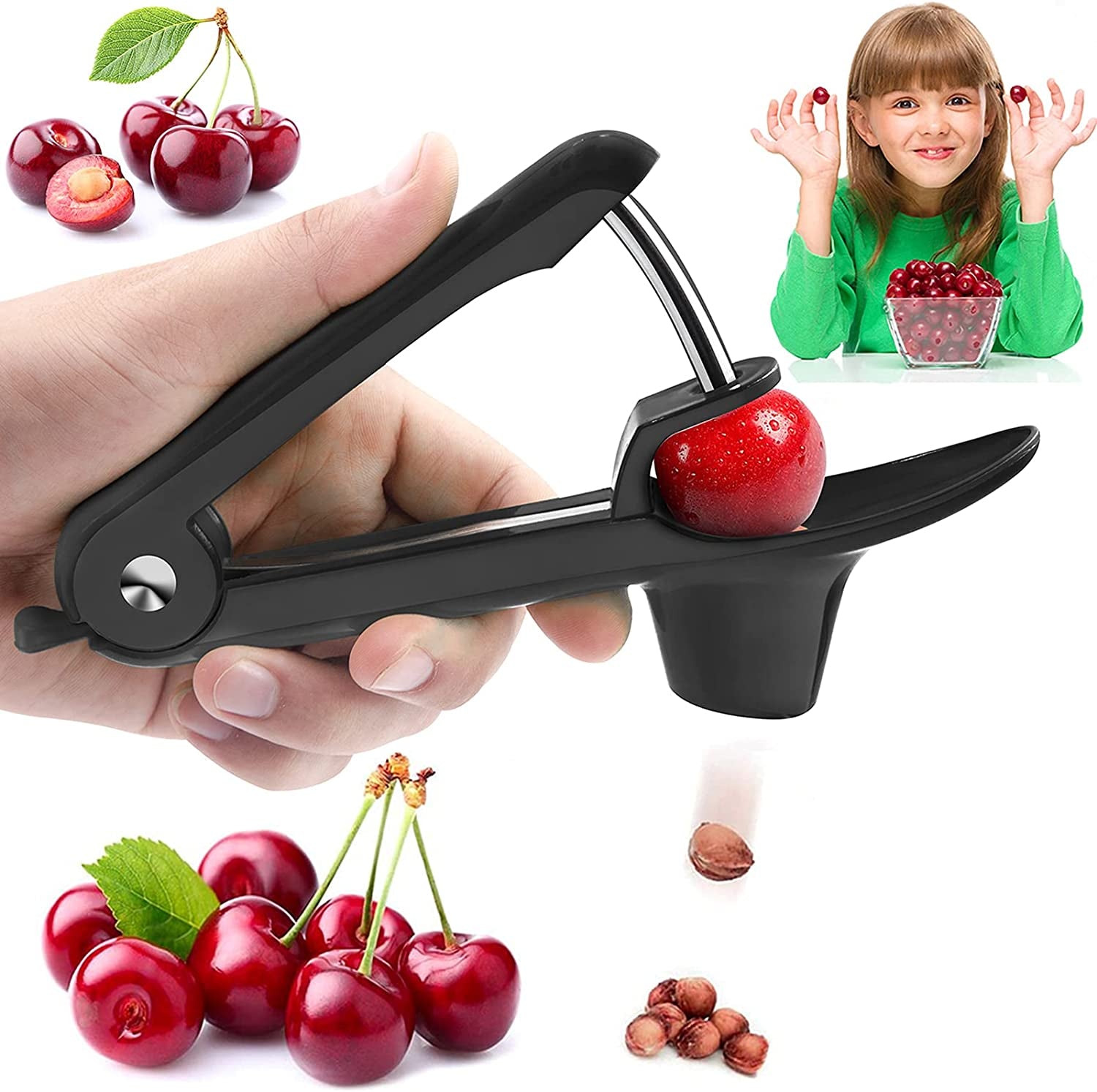 Cherry Pitter, Olive Pitter Tool, Cherry Pitter Tool Remover, Fruit Pit Core Remover with Space-Saving Lock Design for Make Fresh Cherry Dishes and Cocktail Cherries