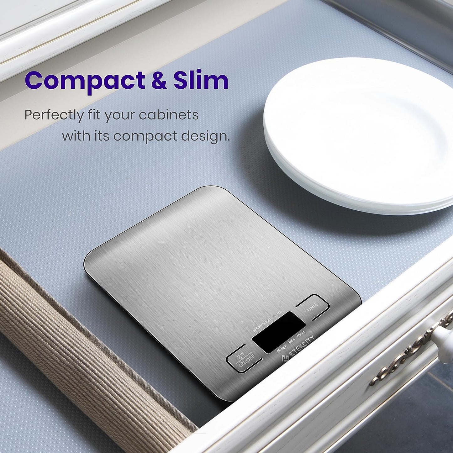 Food Scale, Digital Kitchen Scale, 304 Stainless Steel, Weight in Grams and Ounces for Baking, Cooking, and Meal Prep, LCD Display, Medium