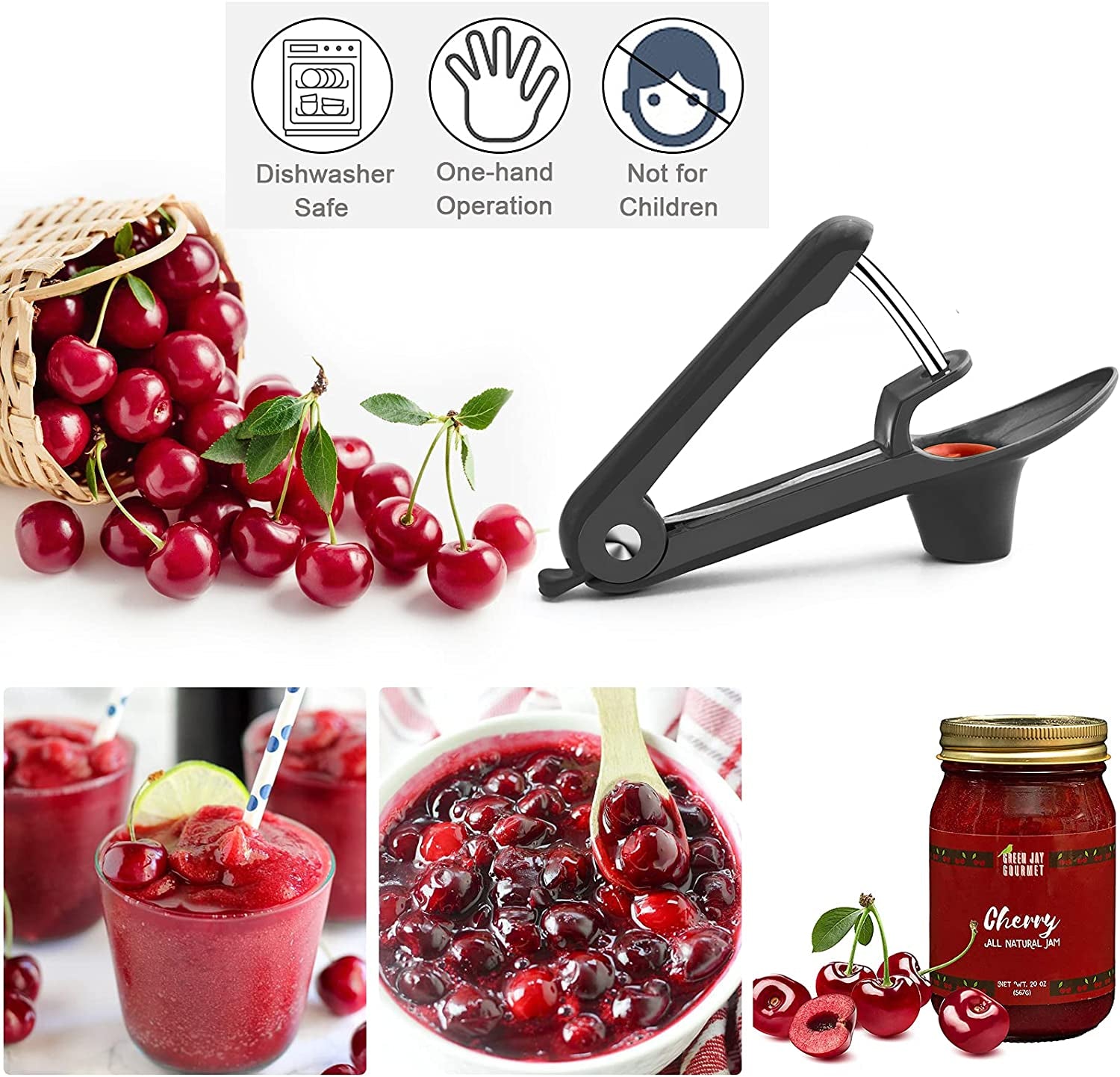 Cherry Pitter, Olive Pitter Tool, Cherry Pitter Tool Remover, Fruit Pit Core Remover with Space-Saving Lock Design for Make Fresh Cherry Dishes and Cocktail Cherries