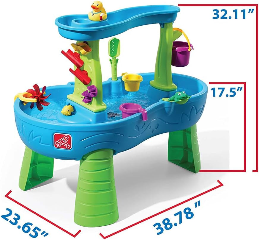 Rain Showers Splash Pond Toddler Water Table, Kids Water and Sand Activity Sensory Playset, Summer Outdoor Toys, 13 Piece Toy Accessories, for Toddles 1.5+ Years Old