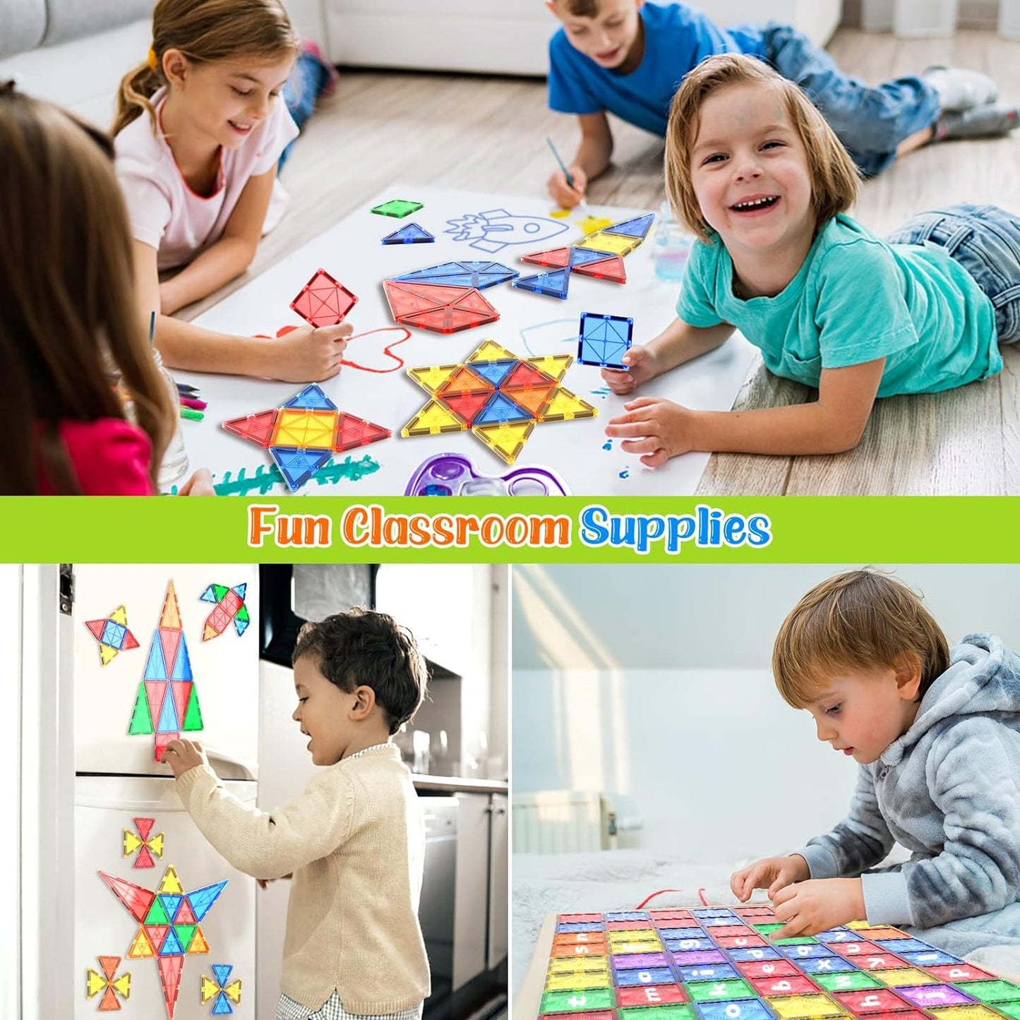 Magnetic Tiles Kids Toys STEM Magnet Toys for Toddler Magnetic Blocks Building Toys Preschool Learning Sensory Montessori Toys for 3+ Year Old Boys and Girls, Safe Creativity Toddler Kids Toys