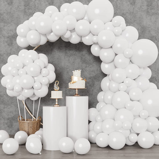 129Pcs White Balloons Different Sizes 18 12 10 5 Inch for Garland Arch,Party Latex Balloons for Birthday Party Wedding Anniversary Baby Shower Party Decoration