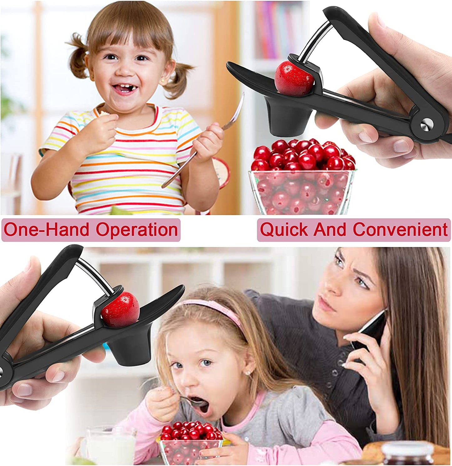 Cherry Pitter, Olive Pitter Tool, Cherry Pitter Tool Remover, Fruit Pit Core Remover with Space-Saving Lock Design for Make Fresh Cherry Dishes and Cocktail Cherries