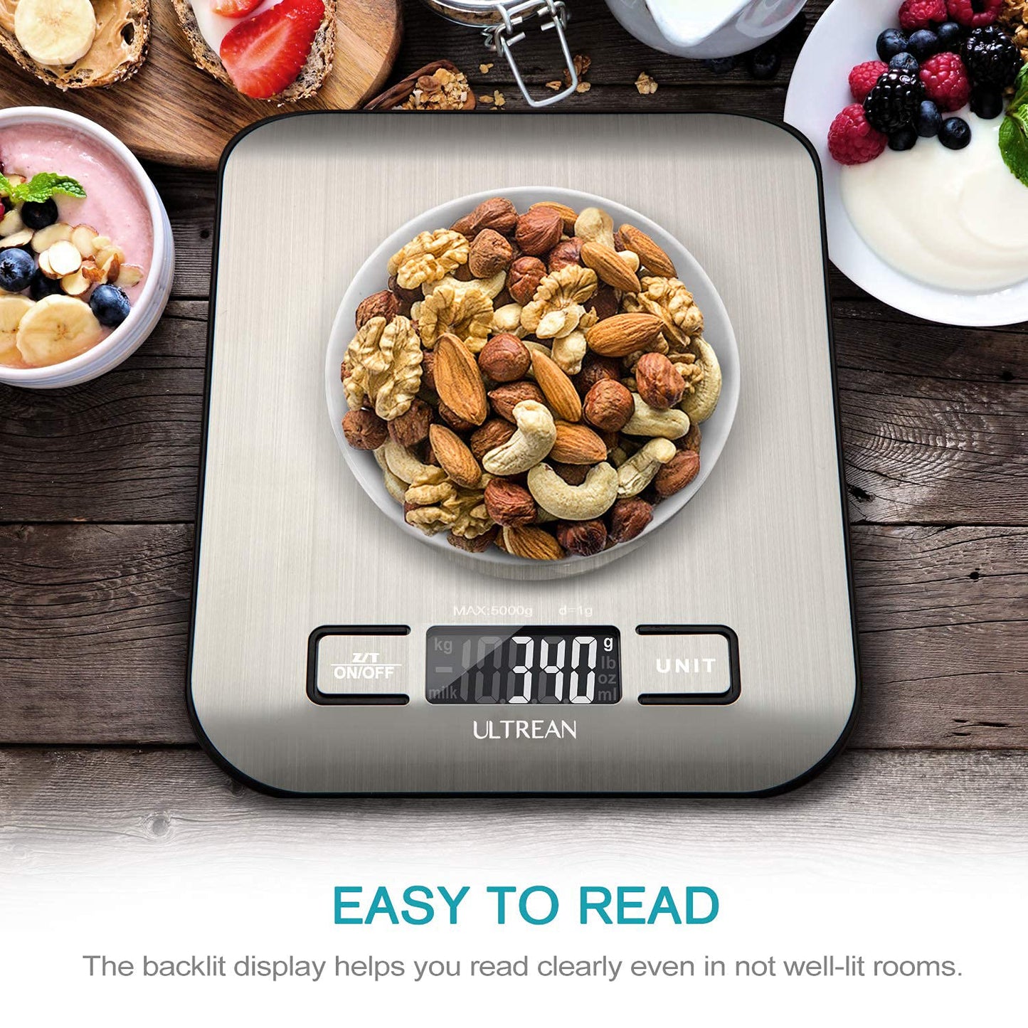 Food Scale, Digital Kitchen Scale Weight Grams and Ounces for Baking Cooking and Meal Prep, 6 Units with Tare Function, 11Lb (Batteries Included)