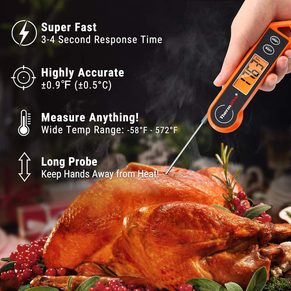 TP19H Digital Meat Thermometer for Cooking with Ambidextrous Backlit, Waterproof Kitchen Food BBQ Grill Smoker Oil Fry Candy Instant Read