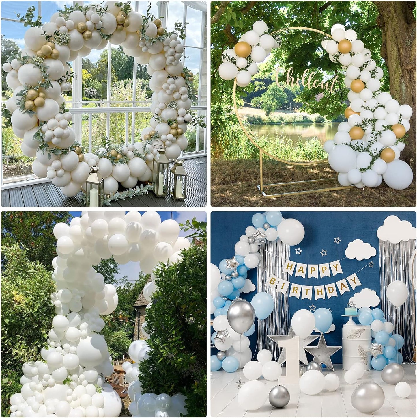 129Pcs White Balloons Different Sizes 18 12 10 5 Inch for Garland Arch,Party Latex Balloons for Birthday Party Wedding Anniversary Baby Shower Party Decoration